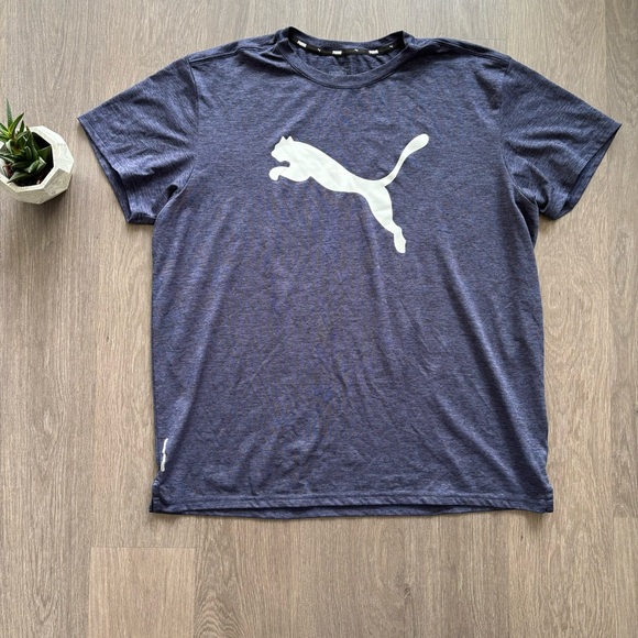 Puma Blue/Grey Logo Short-Sleeve T-Shirt - Picture 3 of 10